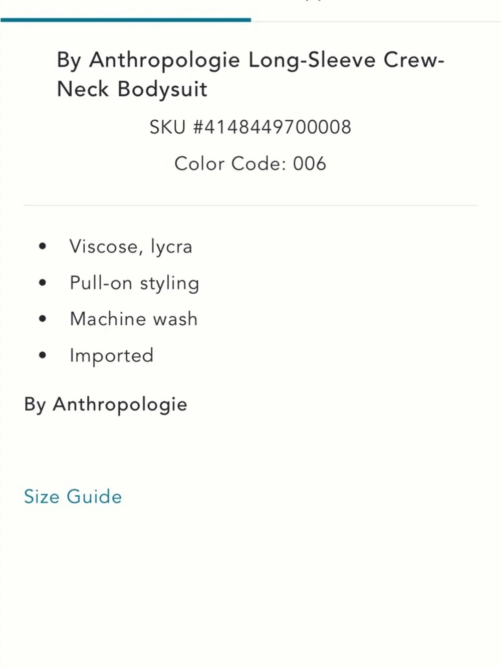 Anthropologie long sleeve body suit